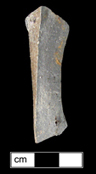 Crock with light iron oxide wash on exterior.  Fragment in cross section.